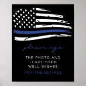 Police Thin Blue Line Flaggen Retiree Guestbook Poster (Vorne)