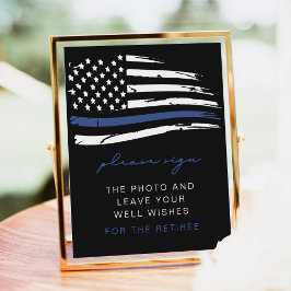 Police Thin Blue Line Flaggen Retiree Guestbook Poster