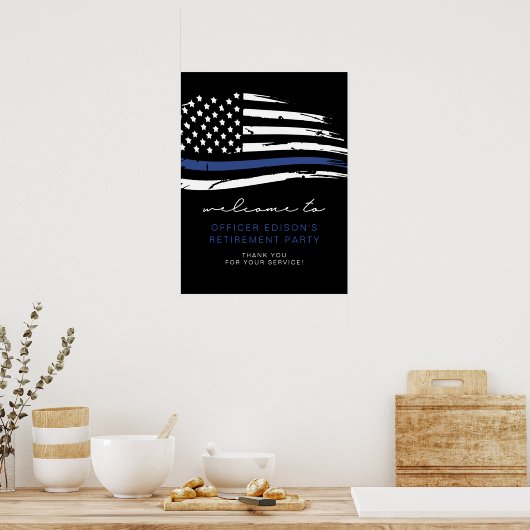 Police Thin Blue Line Flaggenregistrierung Willkom Poster (Küche)