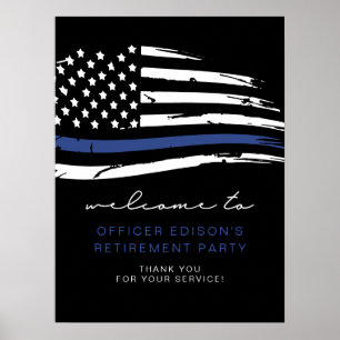 Police Thin Blue Line Flaggenregistrierung Willkom Poster
