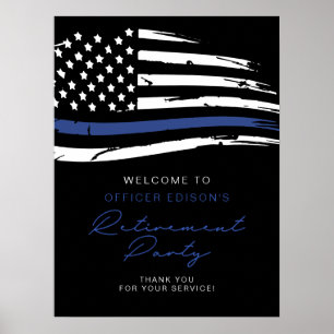Police Thin Blue Line Flaggenregistrierung Willkom Poster