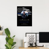 Police Thin Blue Line Flaggenregistrierung Willkom Poster (Heimbüro)
