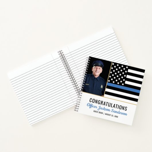 Police Thin Blue Line Foto Retirement Gästebuch Notizblock (Innenseite)