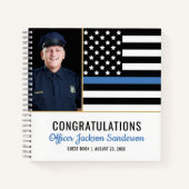 Police Thin Blue Line Foto Retirement Gästebuch Notizblock (Vorderseite)