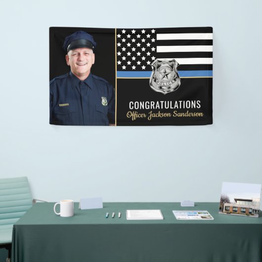 Police Thin Blue Line Foto Retirement Party Banner (Messeveranstaltung)