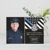 Police Thin Blue Line Foto Retirement Party Einladung (Stehend Vorderseite)