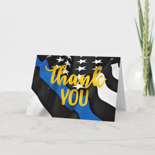 Police Thin Blue Line Gold Script Vollstreckung Dankeskarte (Vorderseite)