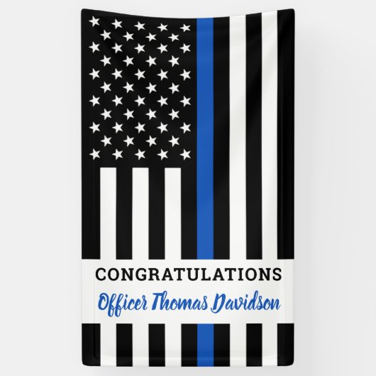 Police Thin Blue Line Herzlichen Glückwunsch Absch Banner (Vertikal)