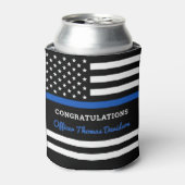 Police Thin Blue Line Herzlichen Glückwunsch Absch Dosenkühler (Kanne Vorderseite)