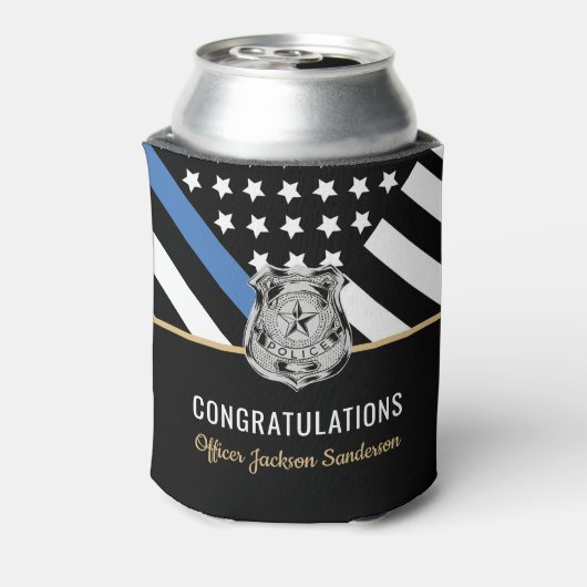 Police Thin Blue Line Herzlichen Glückwunsch Ruhes Dosenkühler (Kanne Rückseite)