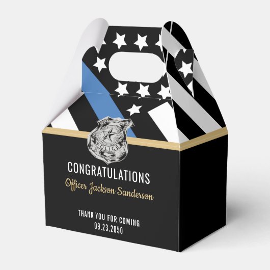 Police Thin Blue Line Herzlichen Glückwunsch Ruhes Geschenkschachtel (Rückseite)