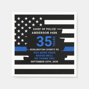 Police Thin Blue Line Jahre der Diensterteilung Serviette
