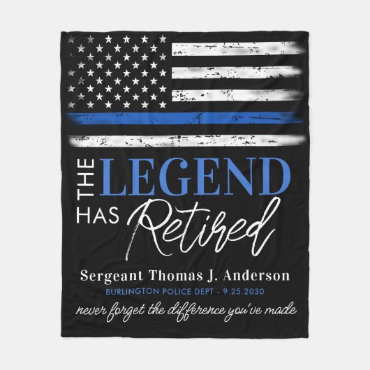 Police Thin Blue Line Legend Ruhestand Fleecedecke (Vorderseite)