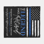 Police Thin Blue Line Legend Ruhestand Fleecedecke (Vorderseite (Horizontal))