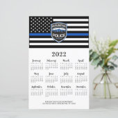 Police Thin Blue Line Logo 2022 Kalenderkarte (Stehend Vorderseite)