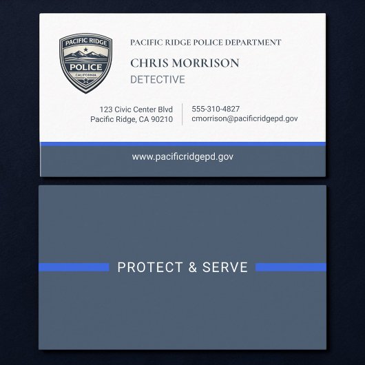 Police Thin Blue Line Logo Business Card Visitenkarte
