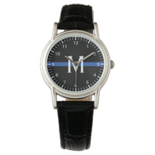 Police Thin Blue Line Mit Monogramm Armbanduhr