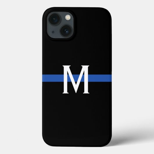Police Thin Blue Line Monogram Case-Mate iPhone Hülle (Rückseite)