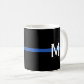 Police Thin Blue Line Monogram Kaffeetasse (VorderseiteRechts)