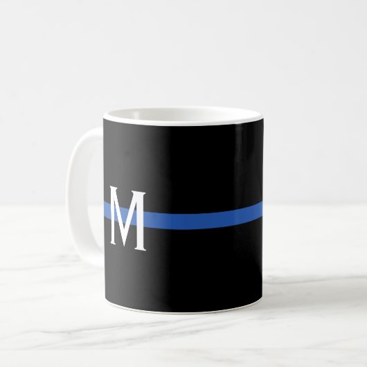 Police Thin Blue Line Monogram Kaffeetasse (Vorderseite Links)