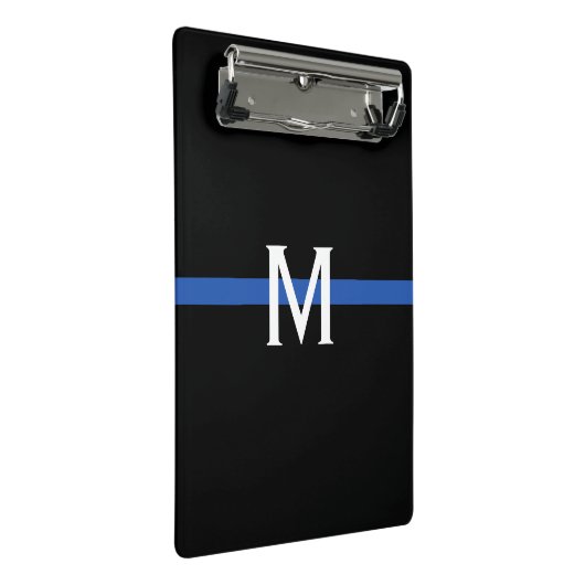 Police Thin Blue Line Monogram Mini Klemmbrett (Schrägansicht)