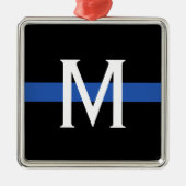 Police Thin Blue Line Monogram Ornament Aus Metall (Vorne)