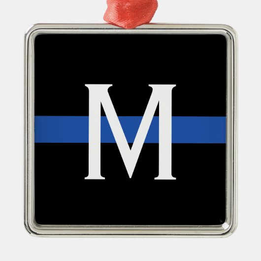 Police Thin Blue Line Monogram Ornament Aus Metall (Vorne)