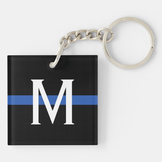 Police Thin Blue Line Monogram Schlüsselanhänger (Rückseite)