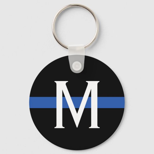 Police Thin Blue Line Monogram Schlüsselanhänger (Vorderseite)
