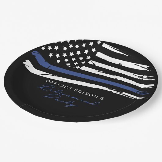 POLICE Thin Blue Line Office Retirement Party Pappteller (Schrägansicht)