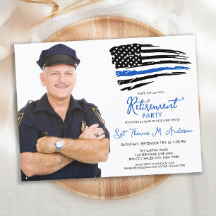 Police Thin Blue Line Personalisieren Foto-Rente Einladungspostkarte