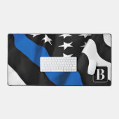 Police Thin Blue Line Personalisiert Modernes Mono Schreibtischunterlage (Tastatur & Maus)