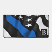 Police Thin Blue Line Personalisiert Modernes Mono Schreibtischunterlage (Vorderseite)