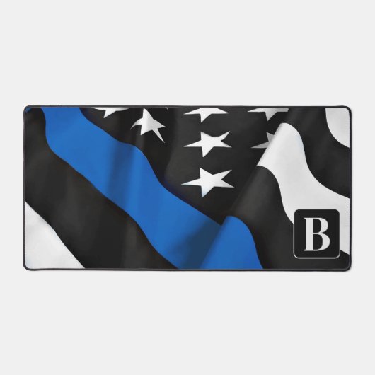 Police Thin Blue Line Personalisiert Modernes Mono Schreibtischunterlage (Vorderseite)