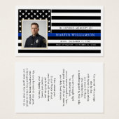 Police Thin Blue Line Photo Sympathy Prayer Card (Vorne & Hinten)