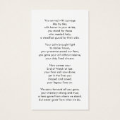 Police Thin Blue Line Photo Sympathy Prayer Card (Rückseite)