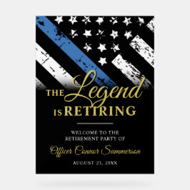 Police Thin Blue Line Retirement Party Welcome Acrylschild
