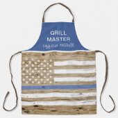 Police Thin Blue Line Rustic USA Flag Personalisie Schürze (Vorderseite)