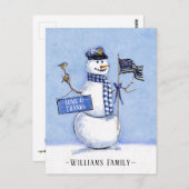 Police Thin Blue Line Snowman Holiday Danke Postkarte (Vorne/Hinten)