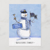Police Thin Blue Line Snowman Holiday Danke Postkarte (Vorderseite)