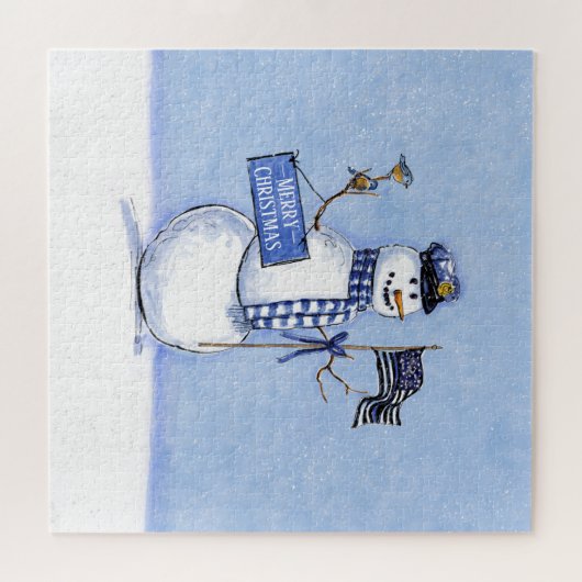 Police Thin Blue Line Snowman Weihnachten Puzzle (Horizontal)