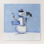 Police Thin Blue Line Snowman Weihnachten Puzzle (Vertikal)