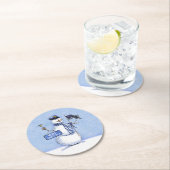 Police Thin Blue Line Snowman Weihnachten Runder Pappuntersetzer (Vor Ort)