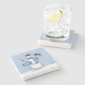 Police Thin Blue Line Snowman Weihnachten Steinuntersetzer (Seitenansicht)