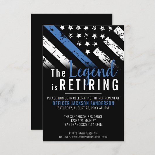 Police Thin Blue Line Strafverfolgung Beschlagnahm Einladung (Vorne/Hinten)