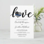 Police Thin Blue Line Strafverfolgungshochzeit Einladung (Stehend Vorderseite)