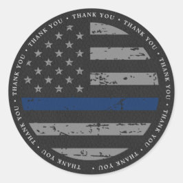 Police Thin Blue Line Vintage Flagge Vielen Dank Runder Aufkleber