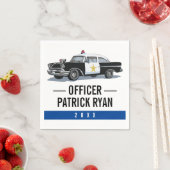 Police Thin Blue Line Vintager Polizeiwagen Monogr Serviette (Beispiel)