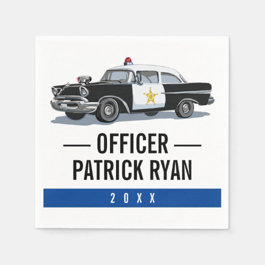 Police Thin Blue Line Vintager Polizeiwagen Monogr Serviette (Vorderseite)