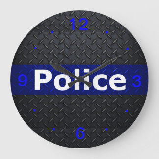 Police Thin Blue Line Wall Clock Große Wanduhr